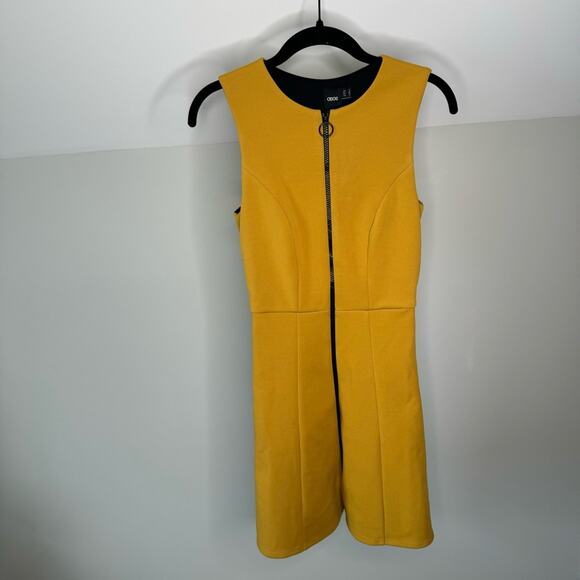 ASOS Yellow Gold Sleeveless Midi Front Full Zip Closed Dress - Picture 1 of 7